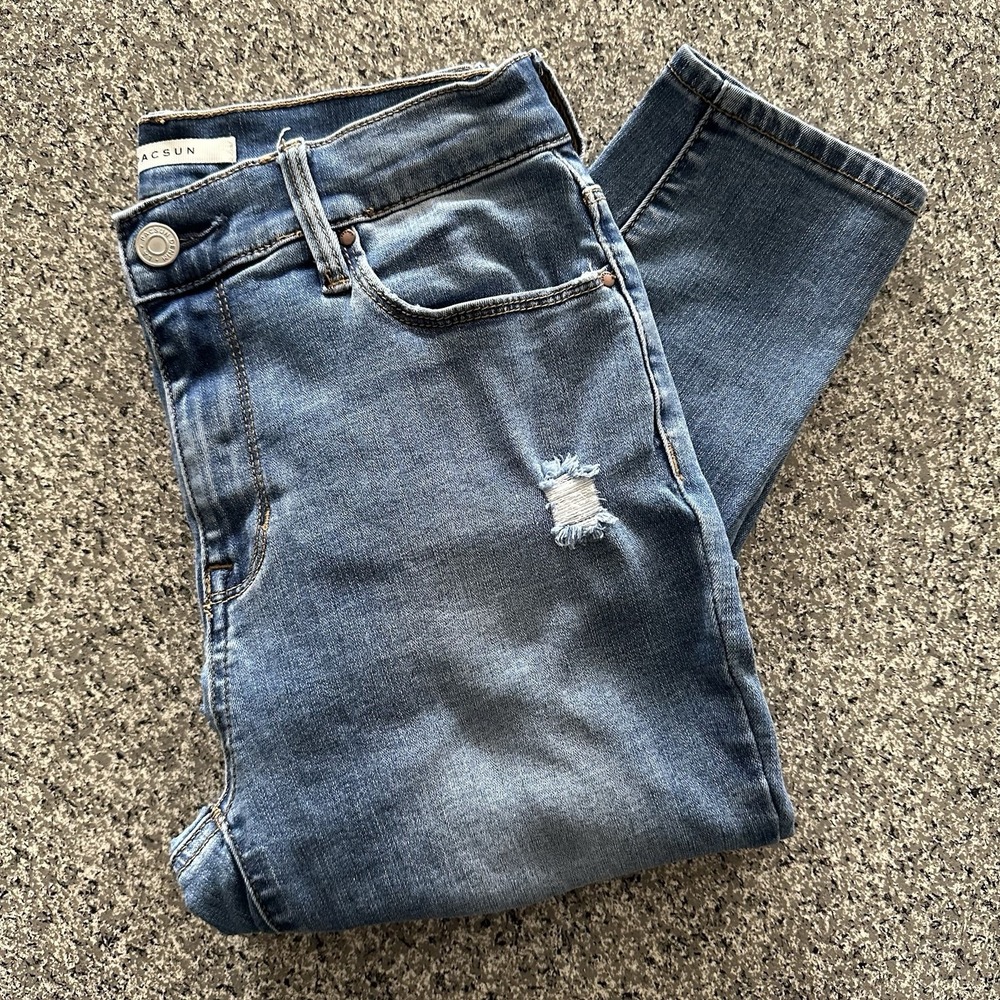 Pacsun Jeans Womens 4 27x28 High Rise Jegging Distressed Stretch‎ Denim Light